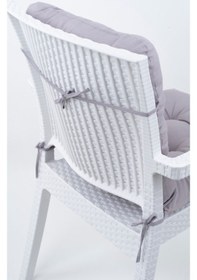Resim Altınpamuk Neva Pofidik Özel Dikişli Bağcıklı Arkalıklı Sandalye Minderi 44x88 CM Gri 