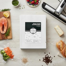 Resim VI'ORIO 50 Adet Tırtıklı Vakum Makinesi Poşeti Torbası (SEÇENEKLİ) (20x25cm) 