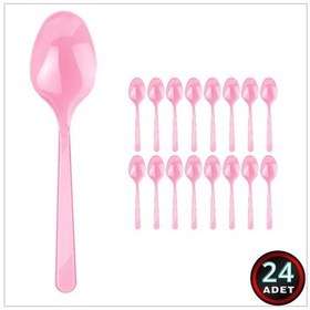 Resim Plastik Kaşık, 24 Adet - Pembe 