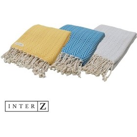 Resim 3'lü Set Peştemal Plaj Havlusu , %100 Pamuk , Xxl 100x180cm, Marmaris, Sarı-gri-mavi 