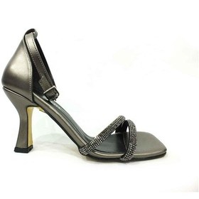 Resim Çarıkçım Taşlı Topuklu Kadın Ayakkabı Platin 114 521 