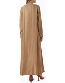 Resim Lava Design Işlemeli Ipek Abaya Modern Ve Geleneksel Estetiği Bir Arada Sunuyor Kahverengi 