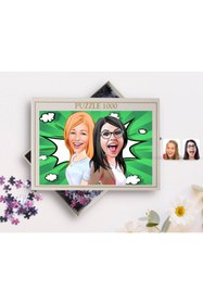 Resim Bk Gift Kişiye Özel Kız Kardeşler Karikatürlü 1000 Parça Profesyonel Puzzle-11 