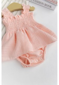 Resim Babymod Müslin %100 Pamuk Kız Bebek Askılı Yazlık Elbise Somon 