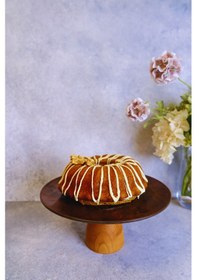 Resim Justwood Ligna Melamin Ahşap Rölyefli 28 Cm Lucca Ayaklı Pasta Tabağı, Servis Tabağı, Sunumluk Koyu Kahverengi 