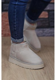 Resim Pierre Cardin 52709 Süet İçi Kürklü Kalın Taban Mini Boy Bilekte Kısa Kadın Bot Bej 