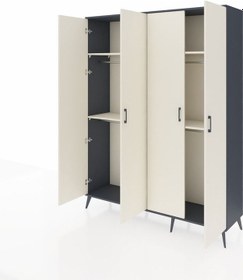 Resim Hyperion Gardrop 4 Raflı 4 Kapaklı 4 Askılı 176x44x221 Antrasit-aytaşı Aytaşı 