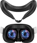 Resim EJGAME Silicone VR Headset Face Cover Compatible with Meta/Oculus Quest 3,Sweat-Proof Lightproof Non-Slip Washable Replacement Eye Pad (Black) 