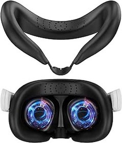 Resim EJGAME Silicone VR Headset Face Cover Compatible with Meta/Oculus Quest 3,Sweat-Proof Lightproof Non-Slip Washable Replacement Eye Pad (Black) 