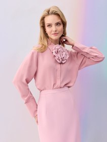 Resim Crepe Feathered Skirt - 38 