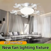 Resim E27 Bağlantı ile Modern 5 Bıçaklı Tavan Fanı Işığı, 3 Aydınlatma Modu ve Rüzgar Hızı Ayarları, Uzaktan Kumanda ile Çalışma, Ev, Yatak Odası, Ofis, Depolama Odası için Yenilikçi Tasarım, Tavan Fanı Işık Aparatı, Yatak Odası Aydınlatması, Çağdaş Aydınlatma, Dayanıklı Yapı 