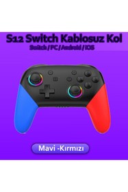 Resim Dobe Switch PRO S12 Mavi-Kırmızı Controller Gamepad 