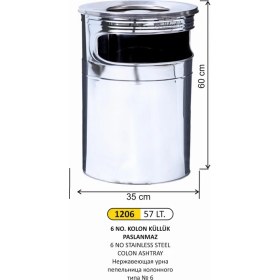 Resim Arı Metal Kolon Küllük Paslanmaz 6 No 