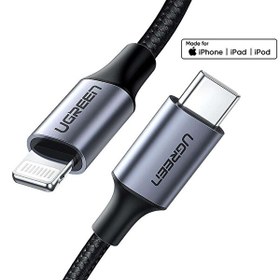 Resim Ugreen Örgülü Type-C Lightning Hızlı 1 Metre Siyah Şarj Kablosu 