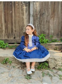 Resim H L Y Karol Tasarım Lacivert Vintage Kız Bebek Elbise,doğum Günü Elbise,fotoğraf Çekim Elbise,0-12 Yaş Uygun Lacivert 