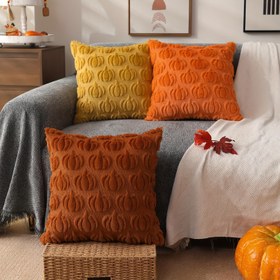 Resim Oturma Odası Yatak Odası Koltuk için Uygun Turuncu Balkabağı Desenli Halloween Atma Yastık Kılıfı 45*45cm, İç Dolgu Hariç 