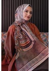 Resim Afvente Geometrik Desen Bej Soft Pamuk Şal Çok Renkli 