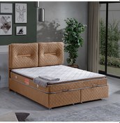 Resim Setaymobilya Baza, Astra Çift Kişilik Baza + Başlık + Real Pedli Yatak, Kahve 