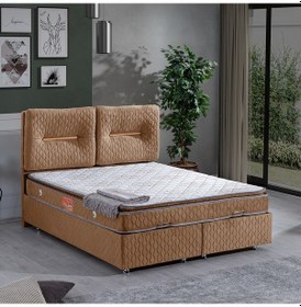 Resim Setaymobilya Baza, Astra Çift Kişilik Baza + Başlık + Real Pedli Yatak, Kahve 