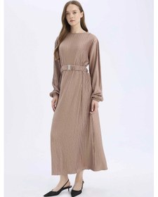 Resim DeFacto Regular Fit Pilise Uzun Kollu Maxi Tesettür Elbise E1952AX25SPBG267 