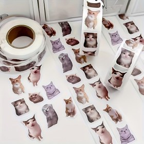 Resim 500 Sayfa Her Rulo İçin, Meow Meow Öğretimi, Komik İnternet Ünlüsü Kedi Mimi Sticker'ları Yaratıcı Defter Malzemesi Zarf Sticker'ları Defterler, Mobil Telefonlar, Kaykaylar, Ipads İçin Uygun 