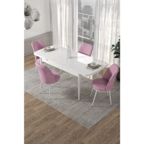 Resim Canisa Concept Canisa Via Serisi 80X132 Açılabilir Beyaz Yemek Masa Takımı 