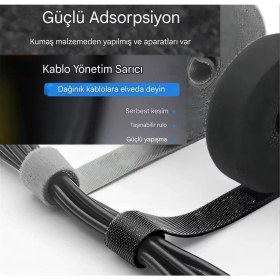 Resim 5-Metre Kablo Düzenleyici Toplayıcı Cırt Cırt Siyah Bantlı Kablo Sarıcı Düzenleyici Organizatör Kesilebilir Kablo Düzenleyici 