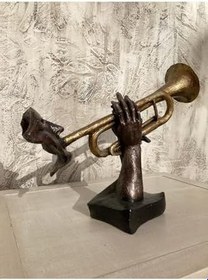Resim wowocraft Trompet Çalan Eller Müzik Dekor Ürünü metalik 32 x 23 