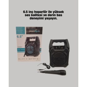 Resim 6.5 Inç Bluetooth Hoparlör Mikrofonlu Taşınabilir Karaoke ve Parti Sistemi 