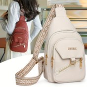 Resim Minimalist Kadın Göğüs Çantası - Dikişli Katı Renk PU Sling Sırt Çantası, Ayarlanabilir Kemer, Çivili Zip Kapatma, Polyester Astarlı, Çeşitli Renkler 