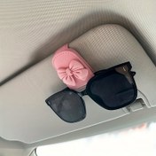 Resim Araba Güneşlik Gözlük Tutucu, Kurdele Detaylı Sevimli Pembe Suni Deri Gözlük Klipsi, Evrensel Uygunluk Otomatik İç Aksesuar, Moda Gözlük Düzenleyici, Moda Depolama | Kurdele Tasarımı | Suni Deri Tutucu, Araba Aksesuarları 