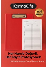 Resim Satranç Notasyonlu Sekreterlik Seti 17x24 Cm 50 Sayfa Hamle Kayıt Formu Kırmızı 
