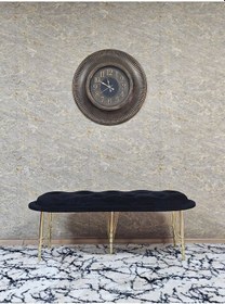 Resim Zafir Ufo Oturak Bench - Gold Kaplama Telli Ayak - Oturak - Bench - Puf - Yatak Ucu Pufu Siyah 