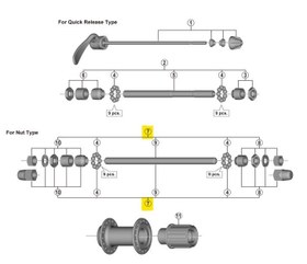 Resim Shimano FH-TY500 180mm Somunlu Arka Mil Seti + Bilyeler Y3F698070 