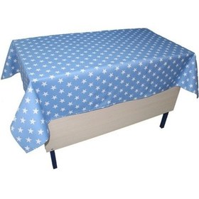 Resim Yıldız Desenli Öğretmen Masa Örtüsü Mavi (Pamuklu-Düz) 