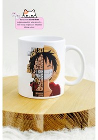 Resim One Piece - Luffy Anime Tasarım Baskılı Porselen Kupa Bardak 142343 