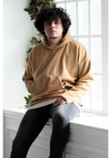 Resim Kapşonlu Oversize Polar Erkek Sweatshirt 001 