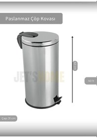Resim Jet's Home Pedallı Banyo Çöp Kovası Paslanmaz 40 Lt Mutfak Çöp Kutusu Gri Gri 