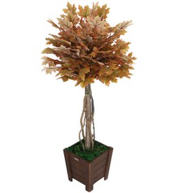 Resim Yapay Bodur Çınar Ağacı 110 cm Kahve-Sarı 