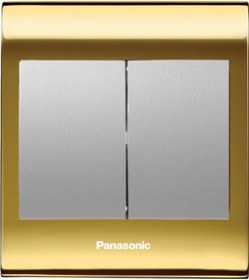 Resim Viko Panasonic Thea Blu İkili Anahtar, Çerçeve Gold+dore, Kapak Metalik Beyaz 