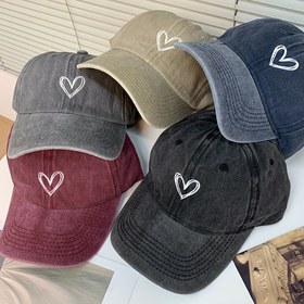 Resim Yıkanmış Yıpranmış Şapka Kadınlar Vintage Aşk Yumuşak Üst Beyzbol Şapkası, Açık Hava Balıkçılığı ve Grup Aktiviteleri için Ayarlanabilir Güneş Koruma Şapkası 