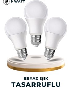Resim TEKFA 9 Watt 3'Lü Beyaz Işık Tasarruflu Ampul - Avize - Aydınlatma - Ampul 