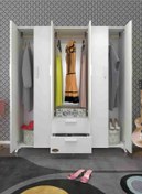 Resim Kenzlife Gardırop 6 Kapılı 2 Çekmeceli Glayör 168*150*42 Byz Ayaklı Gardolap Dolap 