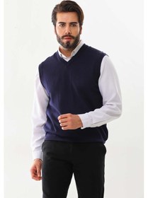 Resim Günay Erkek V Yaka Yün Süveter 1000 Açık Lacivert 