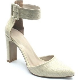 Resim Feles Bilek Detaylı Stiletto Kadın Topuklu Ayakkabı Ten 