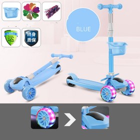Resim Children'S Scooter Mi Gao Three-In-One Kids Skateboard Scooter Scooter - Blue / 5cm Hummer wheel and gifts 