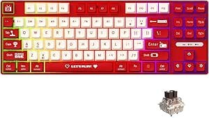 Resim Coverzone AJAZZ AK870 MC Kablolu Mekanik Oyun Klavyesi Kırmızı Klavye Brown Switch 