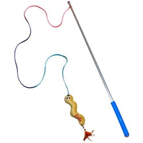 Resim Matatabi Cats Saplı Wormy Sesli Peluş Oyuncaklı Kedi Oltası 45 CM 