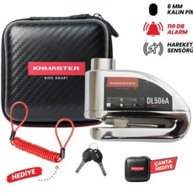 Resim KNMASTER DL506A 6mm Alarmlı Disk Kilidi | Hatırlatma Kablosu ve Taşıma Çantası 