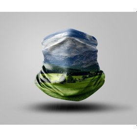 Resim Dağ Tasarımlı Motorcu Buff Maske Outdoor Boyunluk Unisex Bandana Siyah 